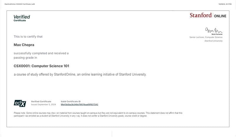 CS50: Computer Science 101 Certificate
